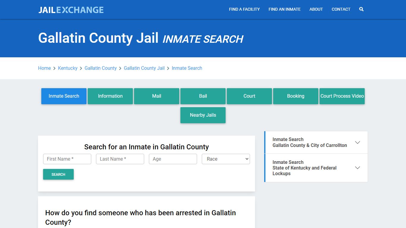 Gallatin County Jail, KY Inmate Search: Roster & Mugshots