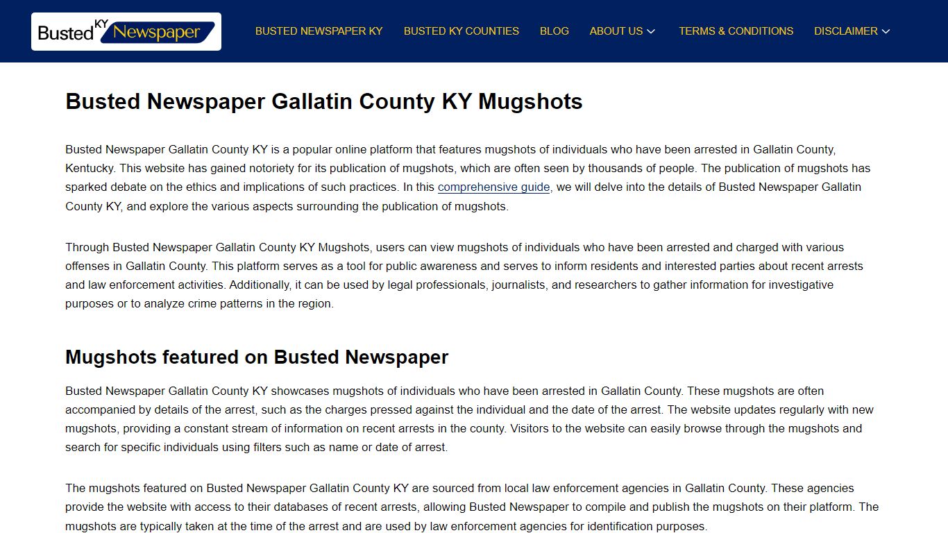 Busted Newspaper Gallatin County KY Mugshots