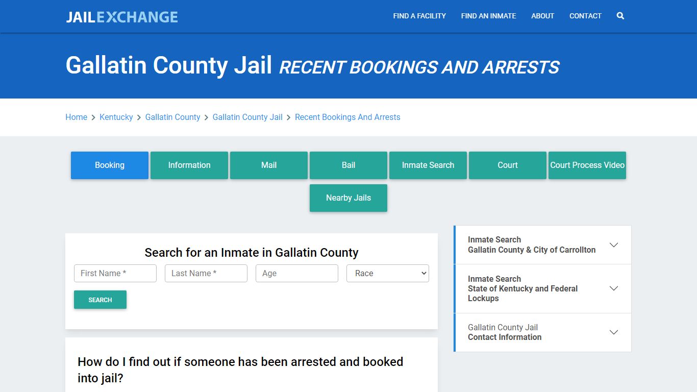 Gallatin County Jail KY Recent Arrests and Bookings - Jail Exchange